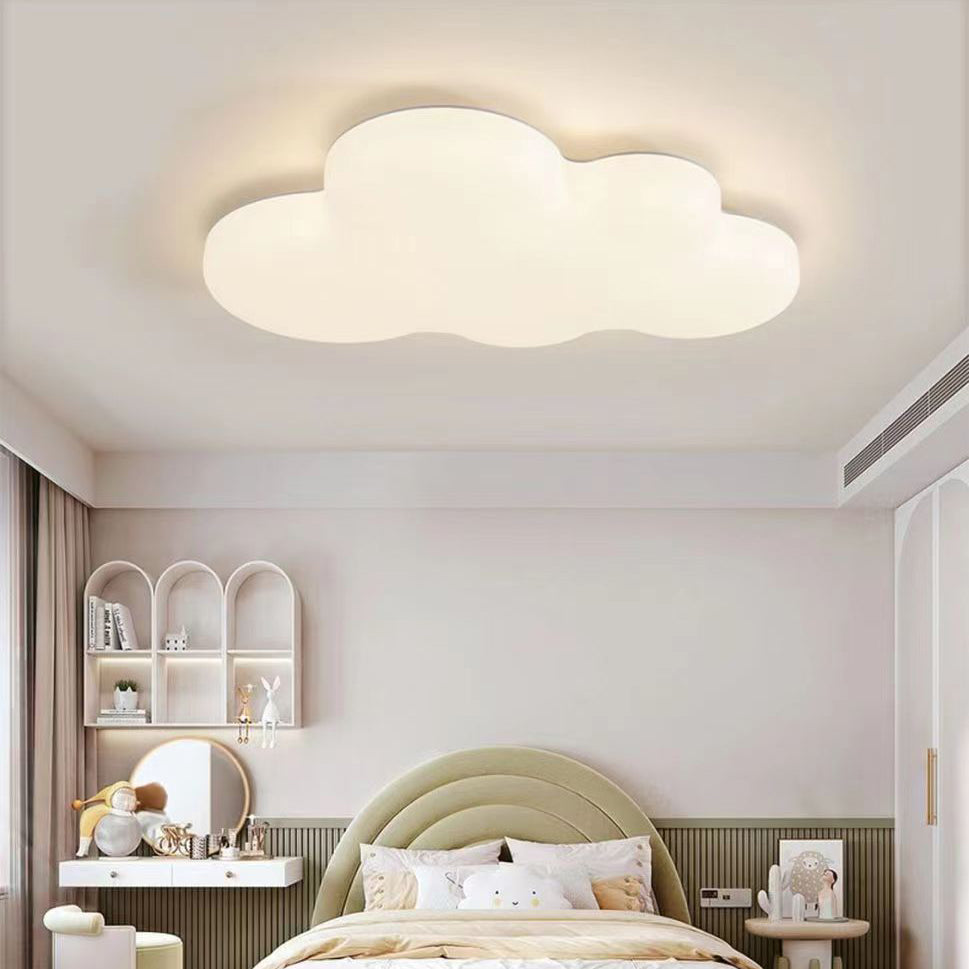 Contemporary Creative Kids Cloud PE LED Flush Mount Ceiling Light For Bedroom Cuvalon