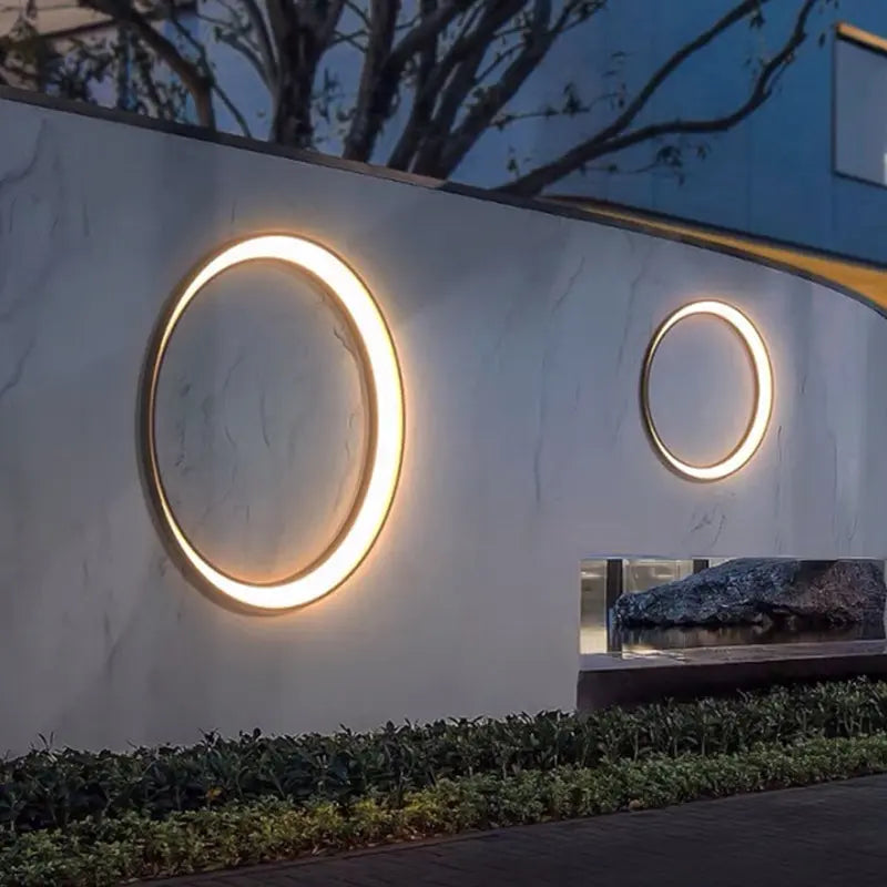 Modern Minimalist Crescent Circle Stainless Steel PC Waterproof LED Wall Sconce Lamp For Outdoor Patio Cuvalon