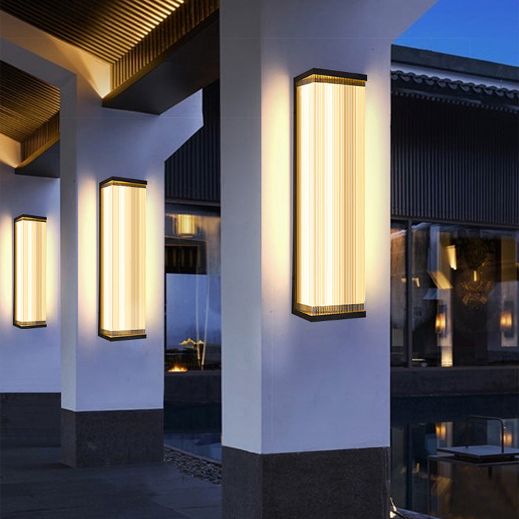 Modern Minimalist Waterproof Rectangular Stainless Steel Acrylic LED Outdoor Wall Sconce Lamp For Outdoor Patio Cuvalon