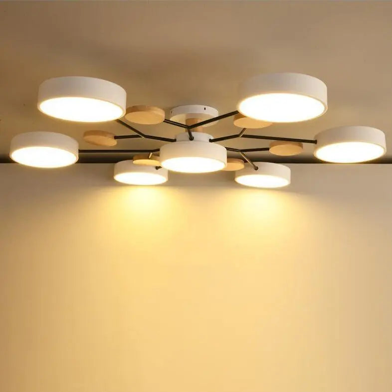 Contemporary Scandinavian Round Molecule Branch Design LED Semi-Flush Mount Ceiling Light For Living Room Cuvalon
