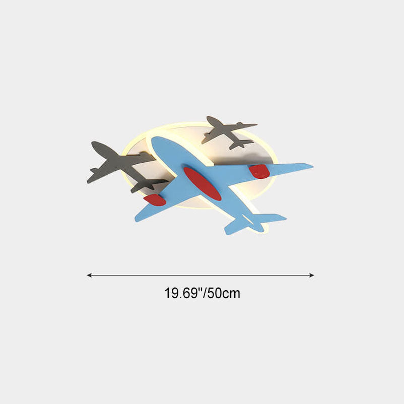 Modern Creative Aircraft Shape LED Cartoon Kids Flush Mount Ceiling Light Cuvalon