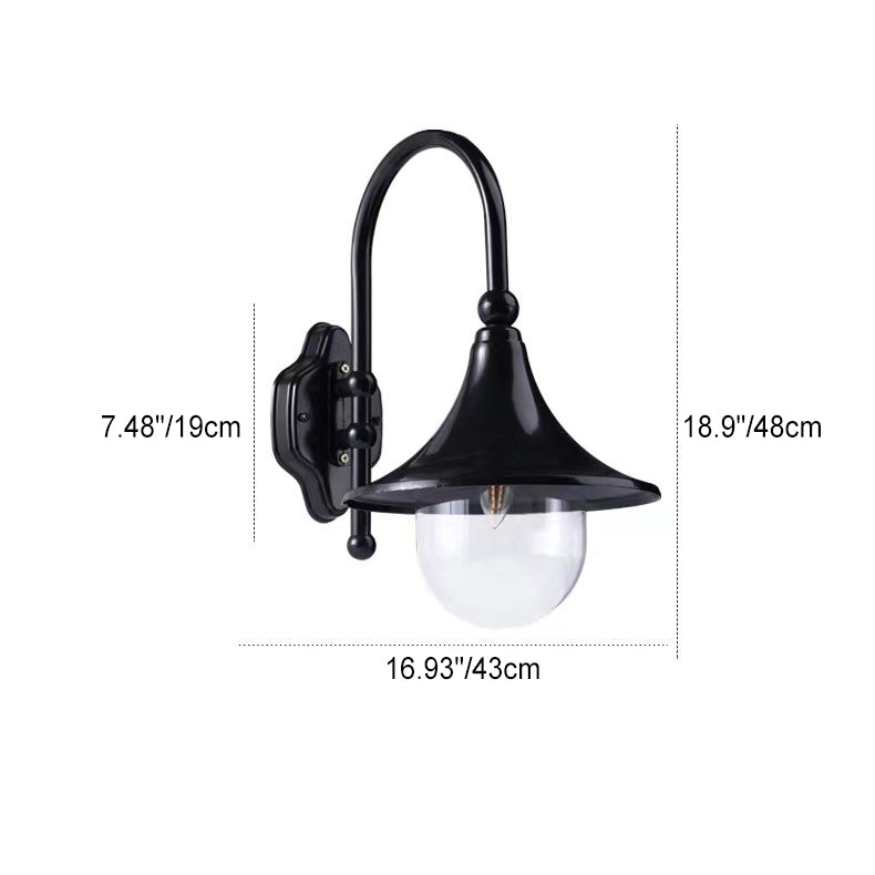 Contemporary Industrial Aluminum Horn Shape 1-Light Wall Sconce Lamp For Outdoor Patio Cuvalon