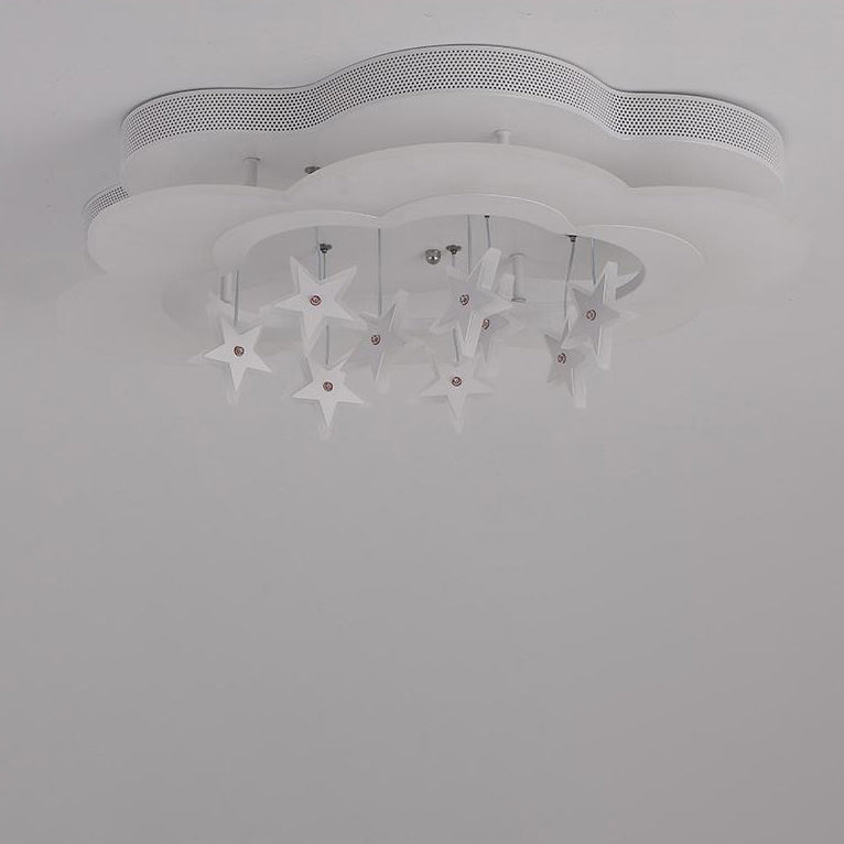 Contemporary Nordic Star Decor Cloud Acrylic Shade LED Kids Flush Mount Ceiling Light For Bedroom Cuvalon