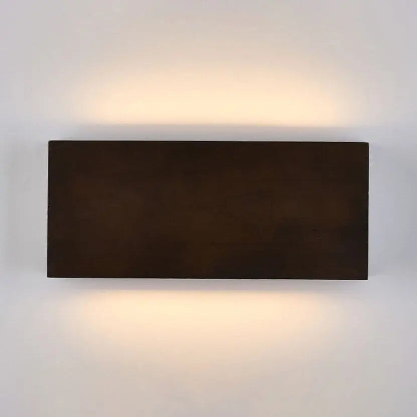 Japanese Wabi-sabi Log Wood Rectangular LED Wall Sconce Lamp Cuvalon