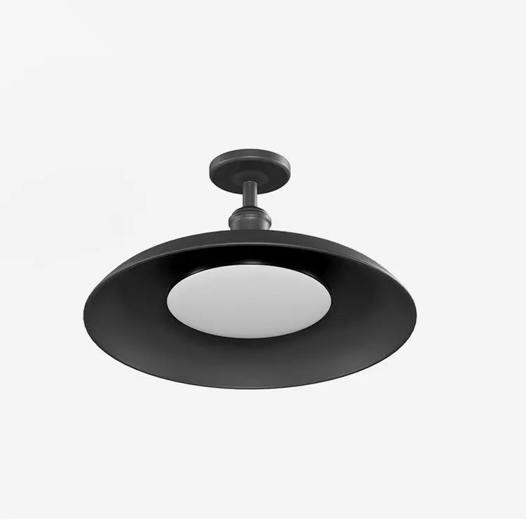 Contemporary Scandinavian Carbonized Steel Round Waterproof 1-Light Semi-Flush Mount Ceiling Light For Outdoor Patio Cuvalon