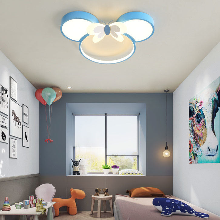 Modern Creative Minimalist Wrought Iron Cartoon Mouse LED Flush Mount Ceiling Light Cuvalon