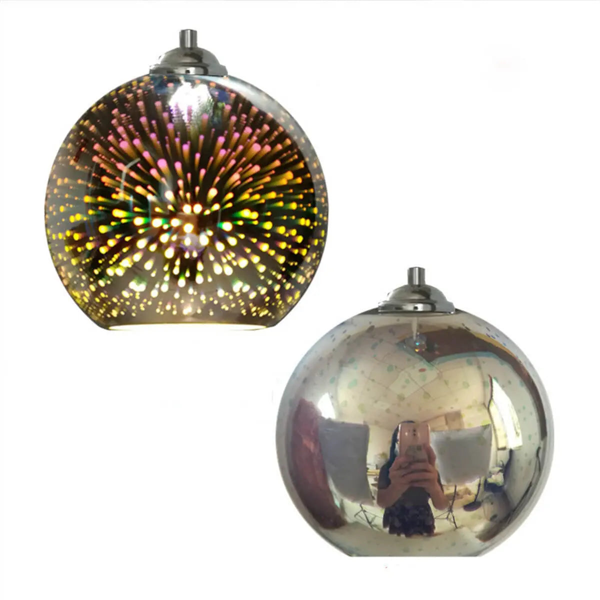 Modern Creative 3D Colorful Fireworks Glass 1-Light Dome Pendant Light Cuvalon