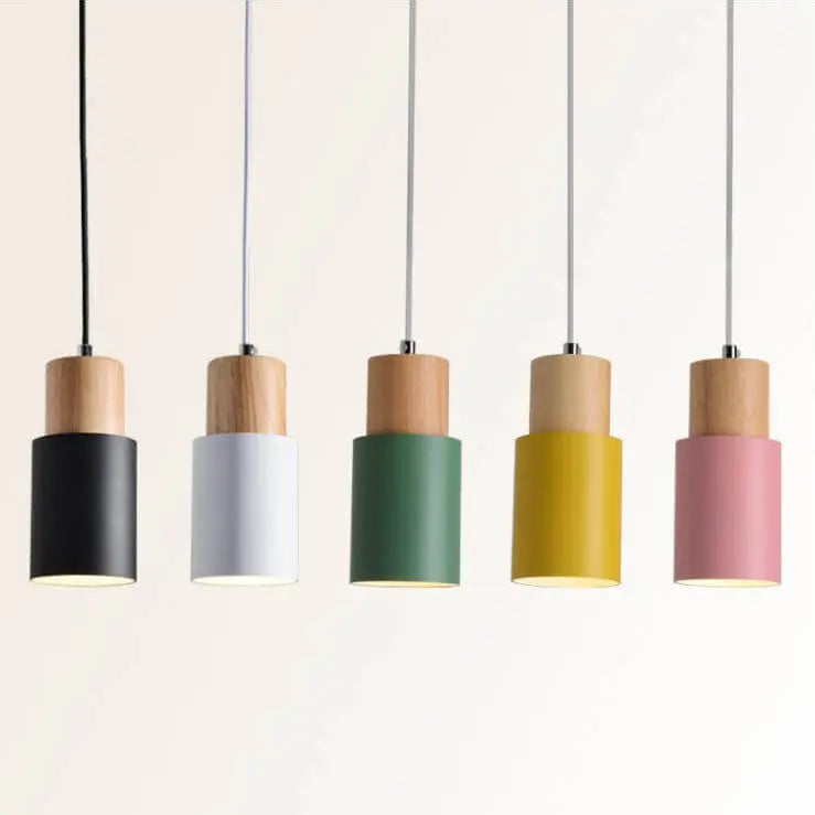 Nordic Macaron Cylinder Aluminum 1-Light Single LED Pendant Light Cuvalon