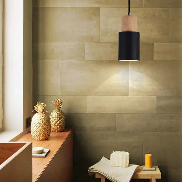 Nordic Macaron Cylinder Aluminum 1-Light Single LED Pendant Light Cuvalon