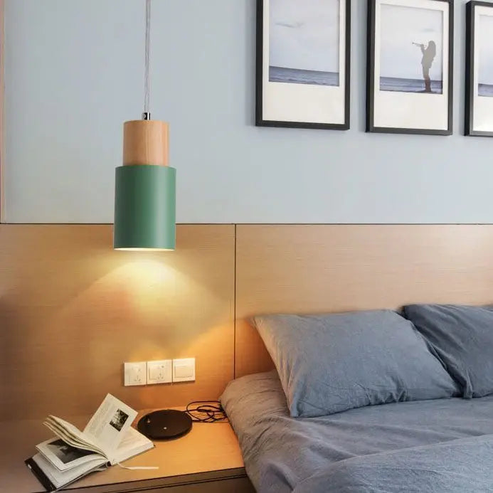Nordic Macaron Cylinder Aluminum 1-Light Single LED Pendant Light Cuvalon
