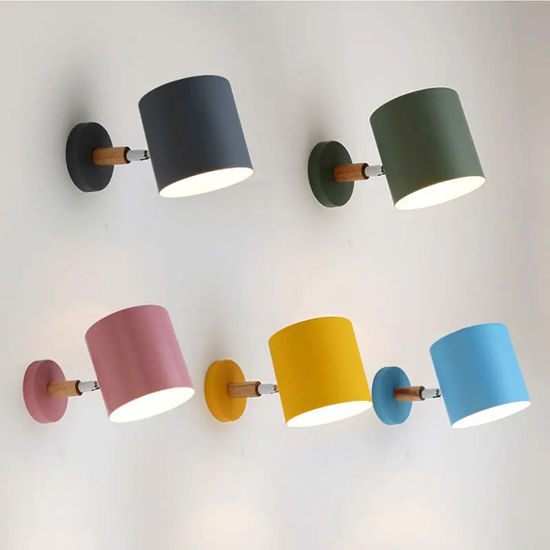 Nordic Macaron Cylinder Rotatable 1-Light Wall Sconce Lamps Cuvalon