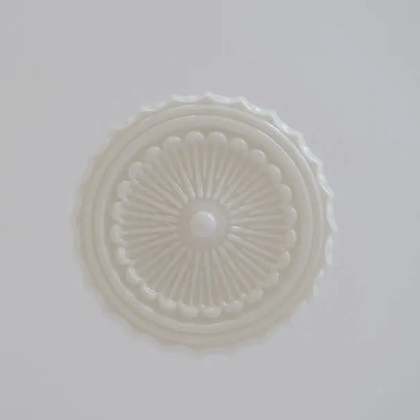 French Vintage White Jade Glass Stripes Round Drum LED Semi-Flush Mount Ceiling Light Cuvalon