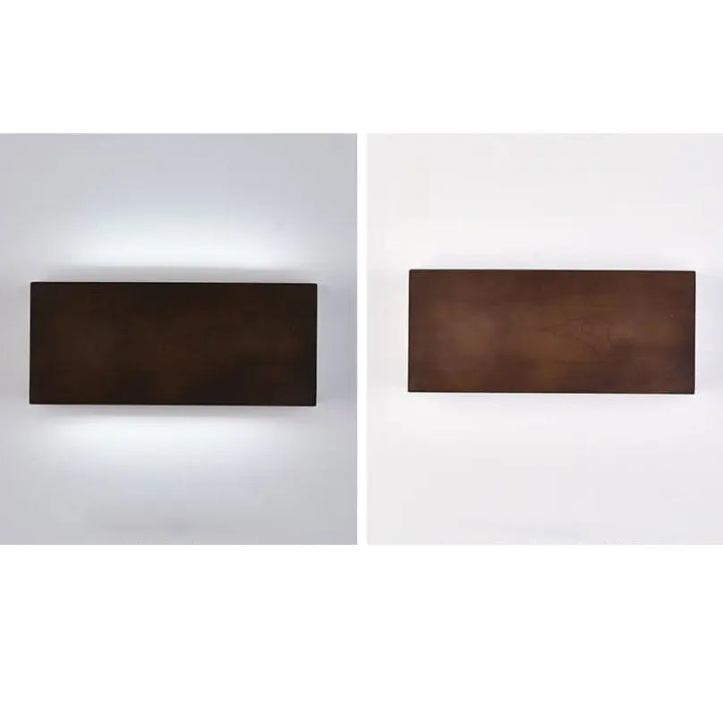 Japanese Wabi-sabi Log Wood Rectangular LED Wall Sconce Lamp Cuvalon