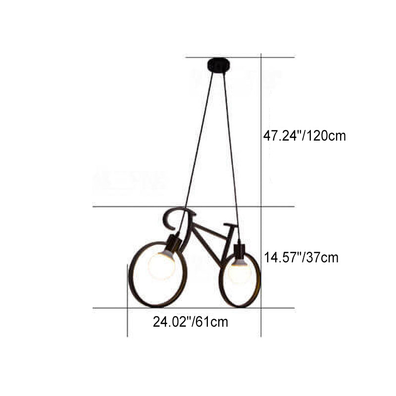 Modern Creative Bicycle Shape Iron 2-Light Kids Chandelier Cuvalon