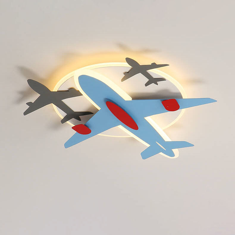 Modern Creative Aircraft Shape LED Cartoon Kids Flush Mount Ceiling Light Cuvalon