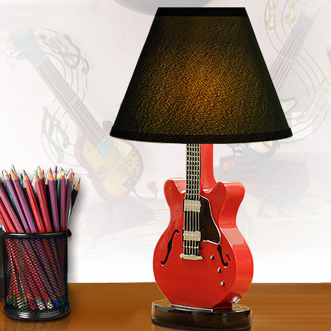 Cartoon Creative Fabric Shade Guitar 1-Light Table Lamp Cuvalon