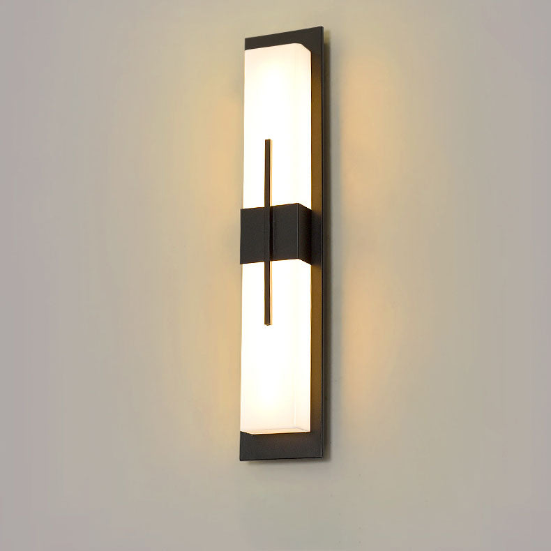 Outdoor Minimalist Rectangular Stainless Steel Acrylic LED Waterproof Wall Sconce Lamp Cuvalon
