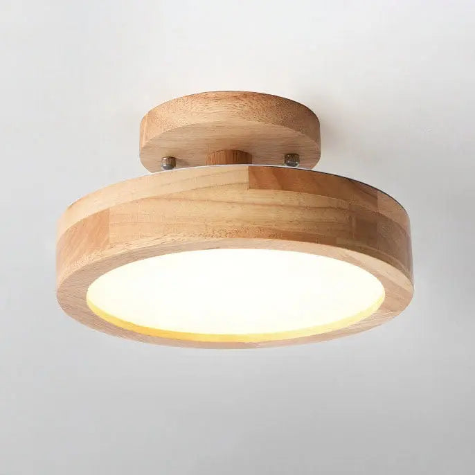 Nordic Log Round LED Semi-Flush Mount Ceiling Light Cuvalon