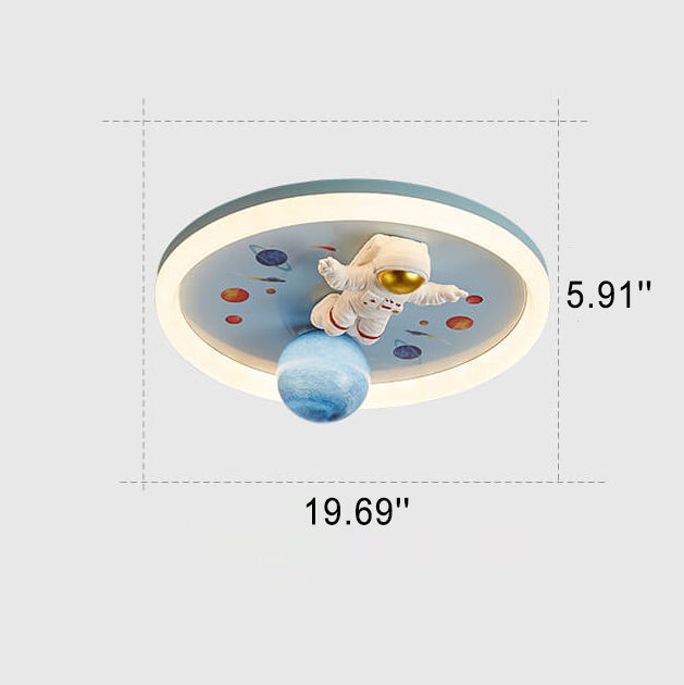 Cartoon Creative Space Astronaut Resin LED Flush Mount Ceiling Light Cuvalon