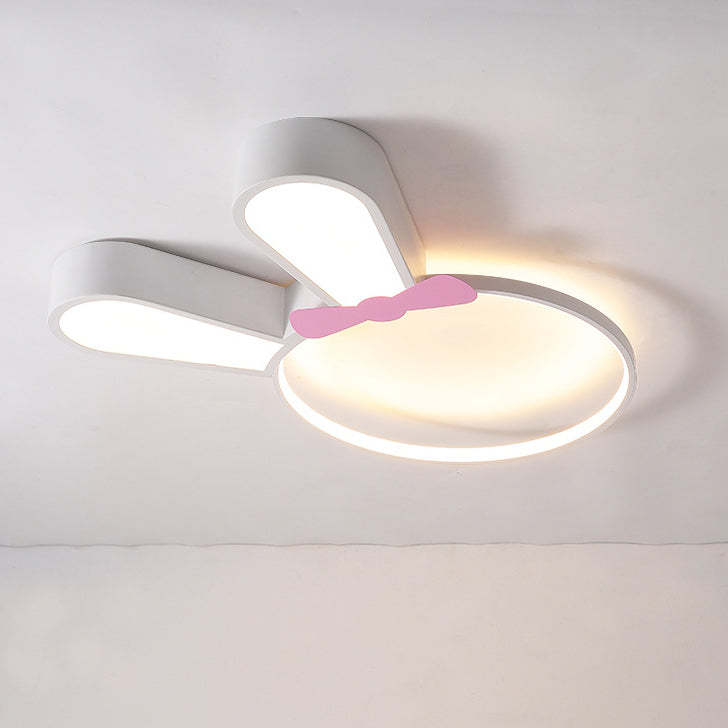 Contemporary Creative Kids Rabbit Iron Acrylic LED Flush Mount Ceiling Light For Bedroom Cuvalon
