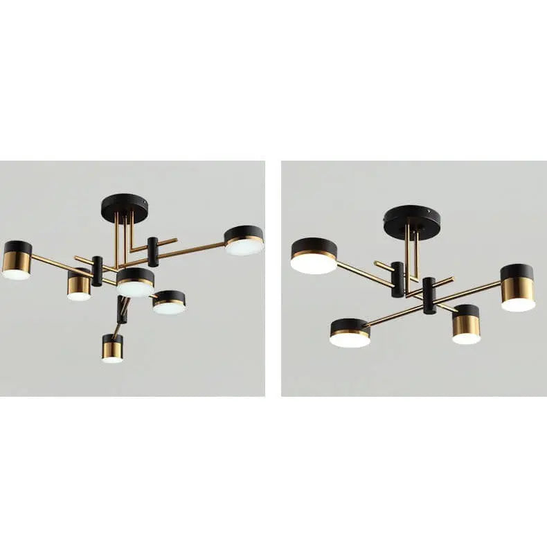 Modern Minimalist Black Gold Balanced 4-8 Light Semi-Flush Mount Light Cuvalon