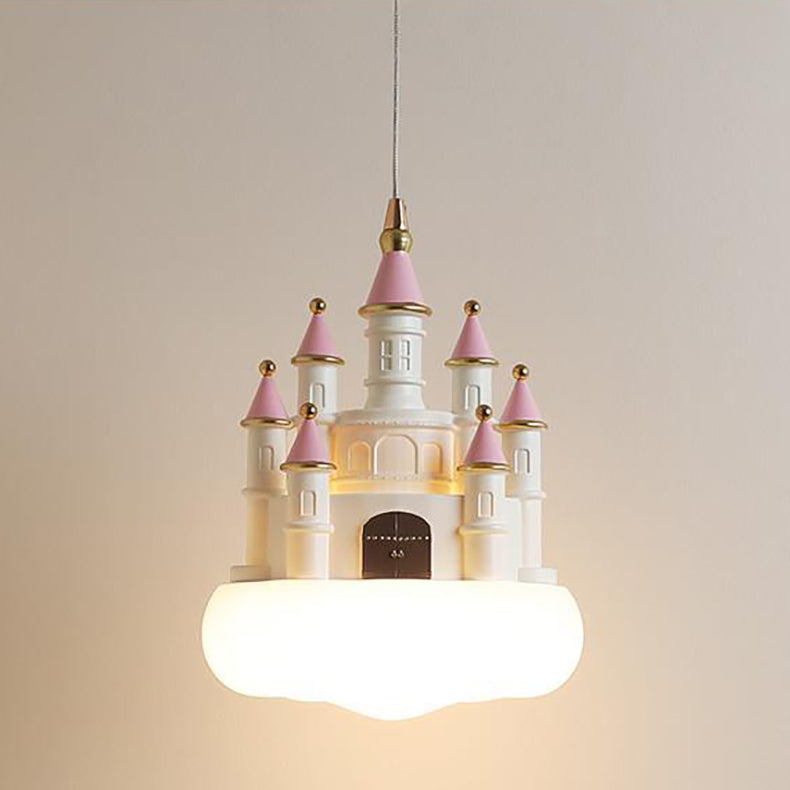 Contemporary Nordic Kids Resin PVC PE Castle 1-Light Pendant Light For Bedroom Cuvalon