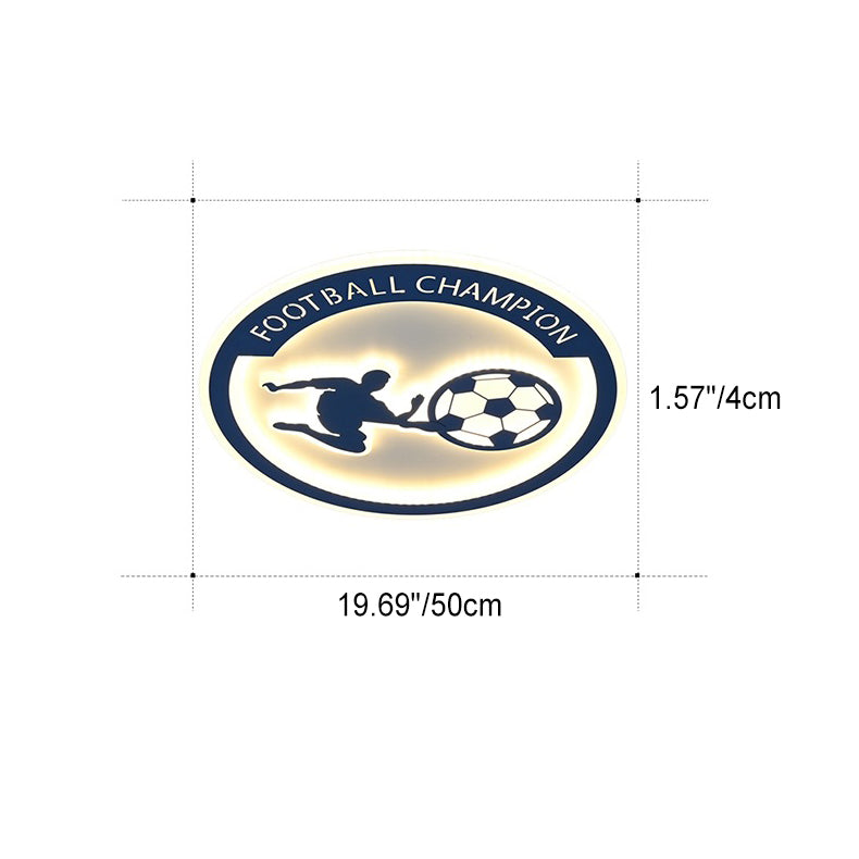 Contemporary Creative Kids Round Football Iron Acrylic LED Flush Mount Ceiling Light For Bedroom Cuvalon