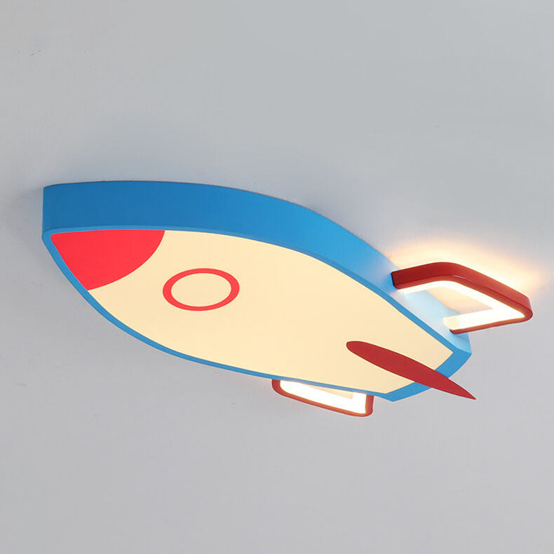 Cartoon Rocket-shaped Aluminum LED Flush Mount Ceiling Light Cuvalon