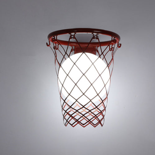Modern Art Deco Kids Iron Glass Basketball Hoop 1-Light Wall Sconce Lamp For Bedroom Cuvalon