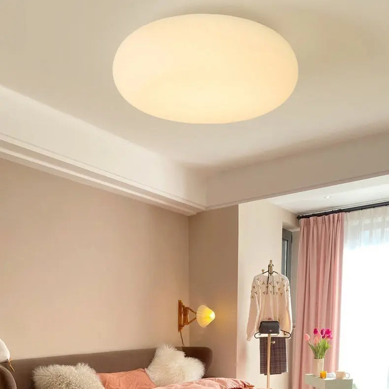 Modern Minimalist Oval Iron PE LED Flush Mount Ceiling Light For Bedroom Cuvalon