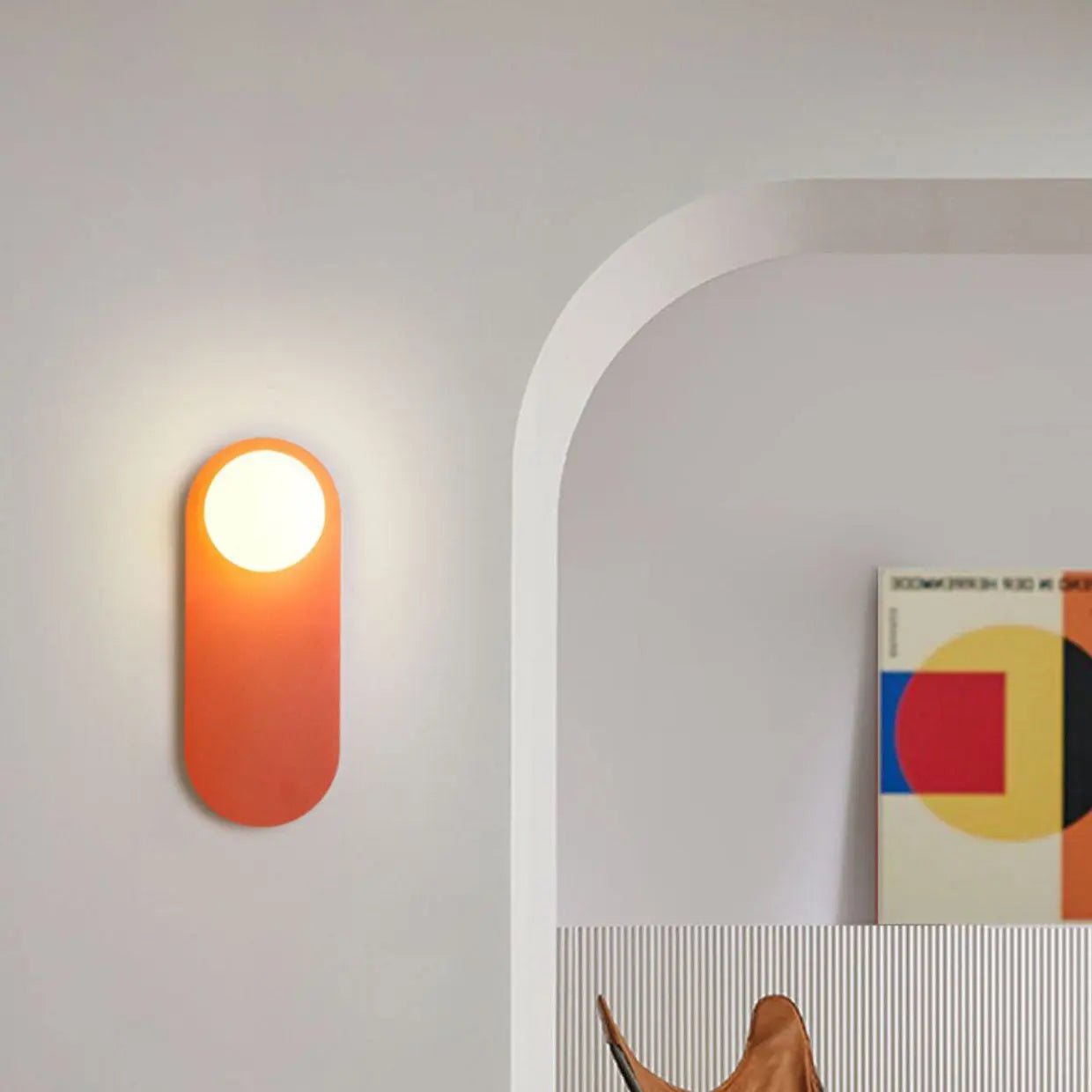 Nordic Minimalist Glass Orange Ring Base 1-Light Wall Sconce Lamp Cuvalon