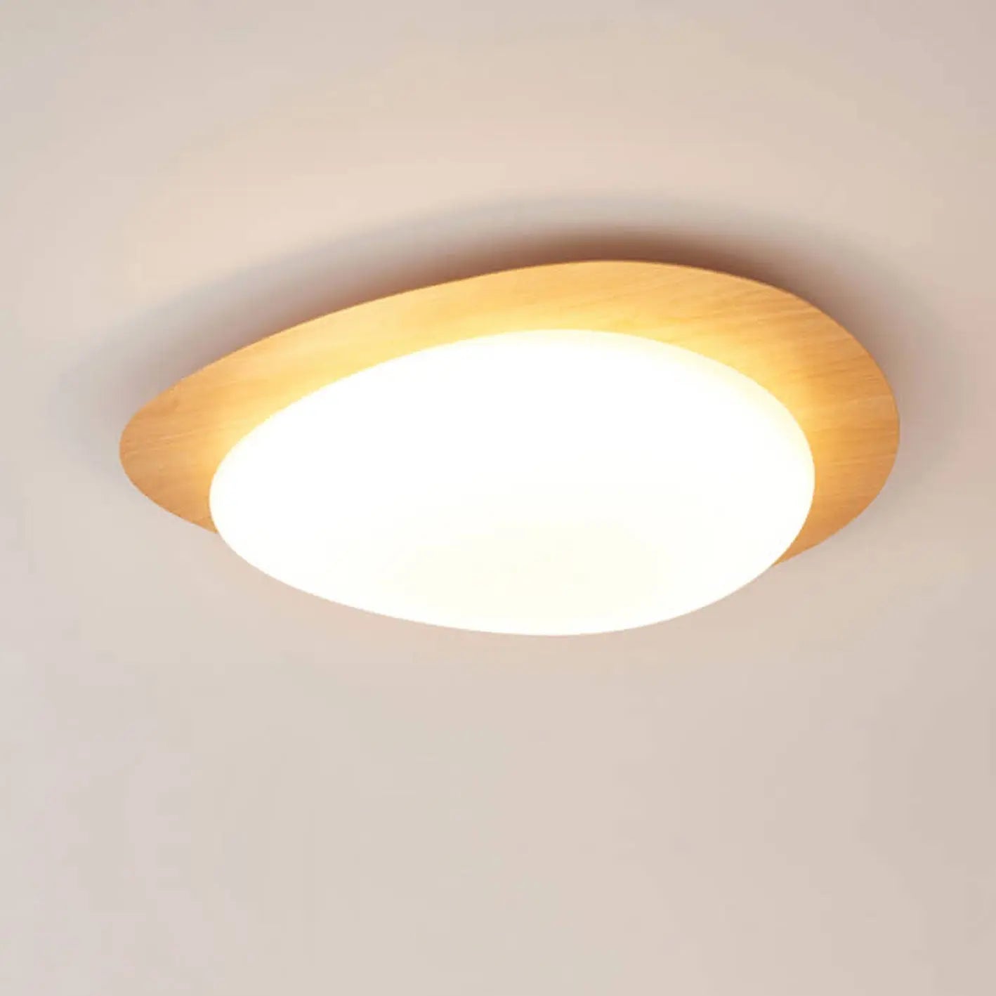 Nordic Iron Wood Grain Pebble LED Flush Mount Ceiling Light Cuvalon