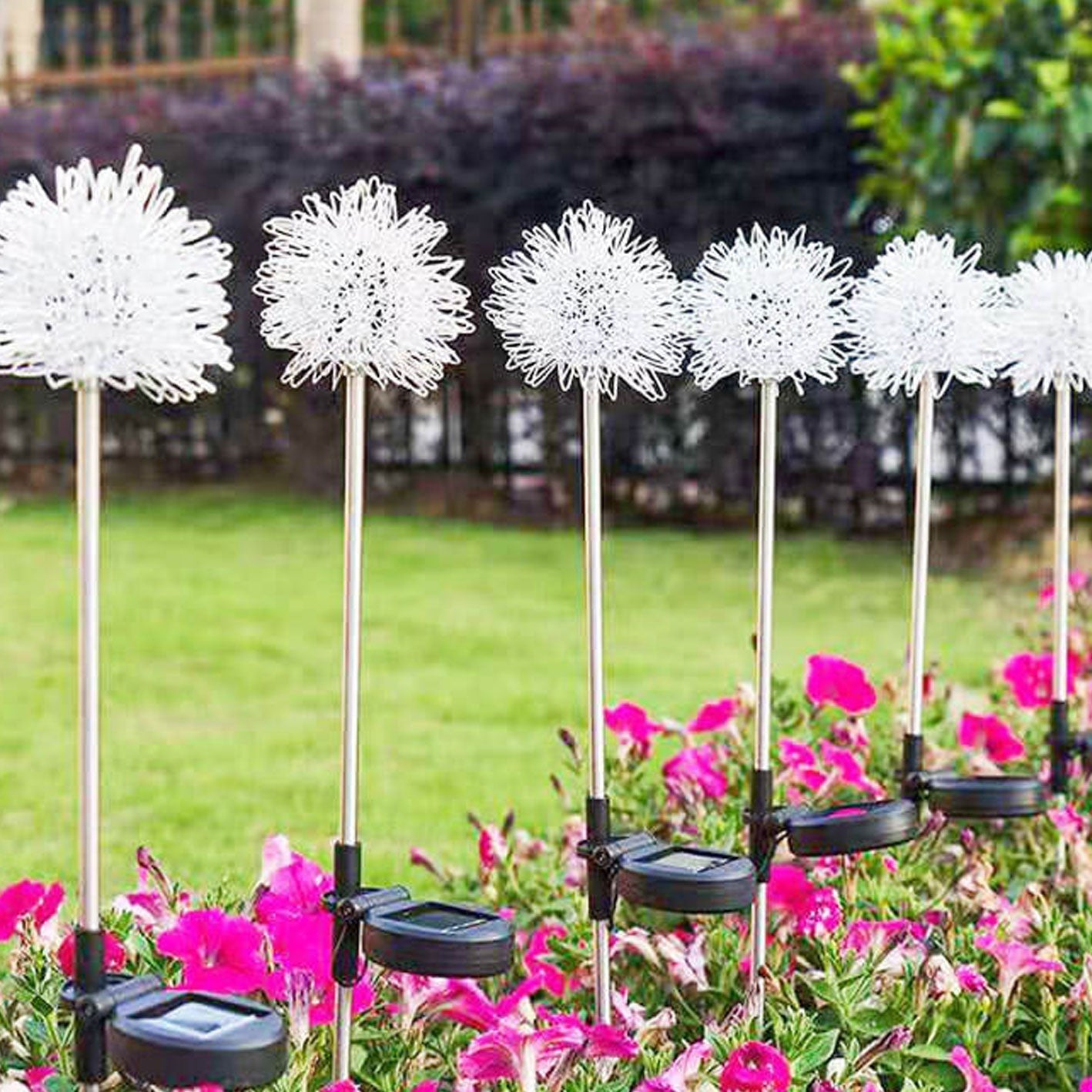 Solar Dandelion Aluminum Wire Globe Light LED Outdoor Waterproof Luminous Garden Insert Ground Landscape Light Cuvalon