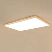 Modern Minimalist Solid Wood Acrylic Square Rectangle LED Flush Mount Ceiling Light for Living Room Cuvalon