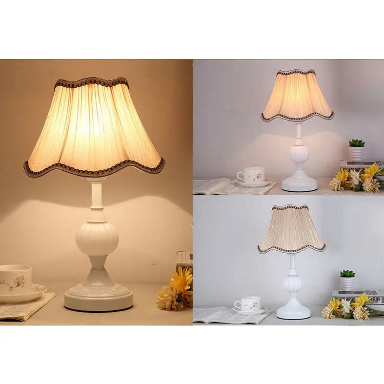 Nordic Vintage Floral Glass Fabric 1-Light Table Lamp Cuvalon