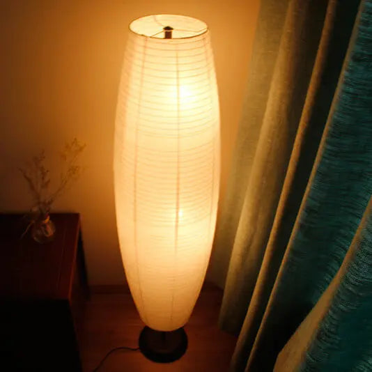 Nordic Minimalist Rice Paper Column 2-Light Standing Floor Lamp Cuvalon