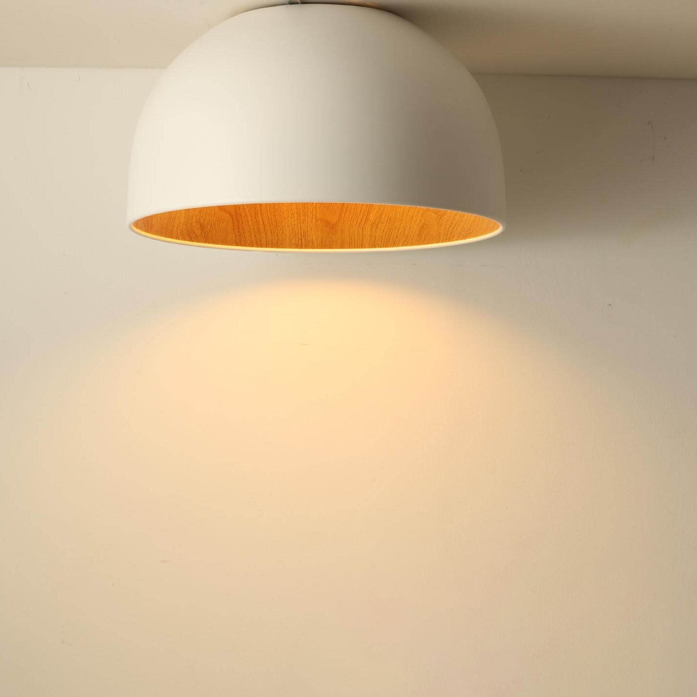 Minimalist Wooden Bowl Iron LED Flush Mount Ceiling Light Cuvalon