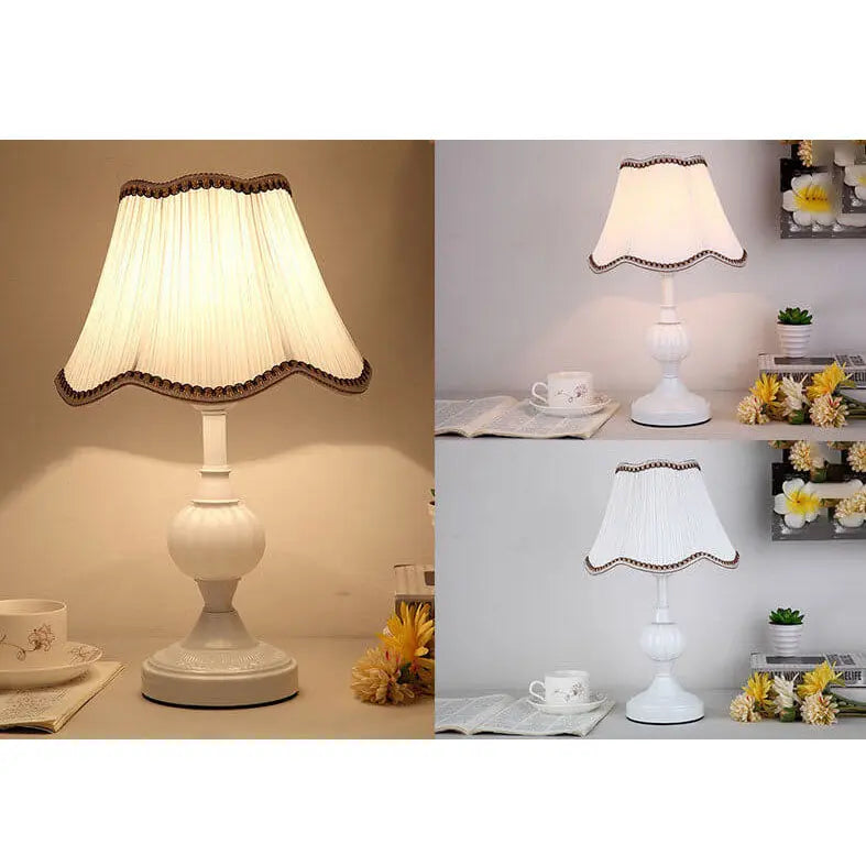 Nordic Vintage Floral Glass Fabric 1-Light Table Lamp Cuvalon