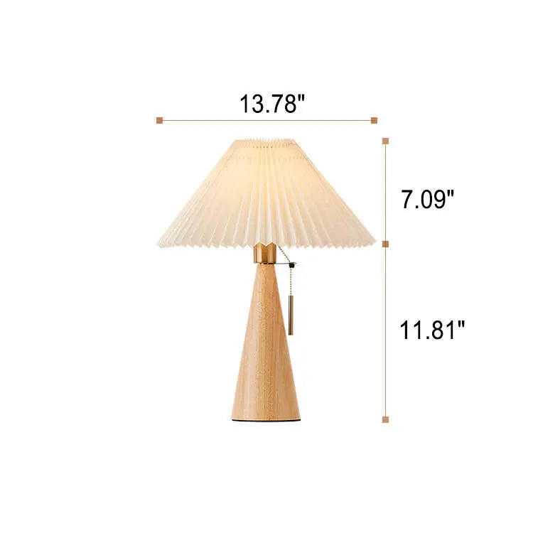 Japanese Minimalist Vintage Pleated Wooden Fabric LED Table Lamp Cuvalon