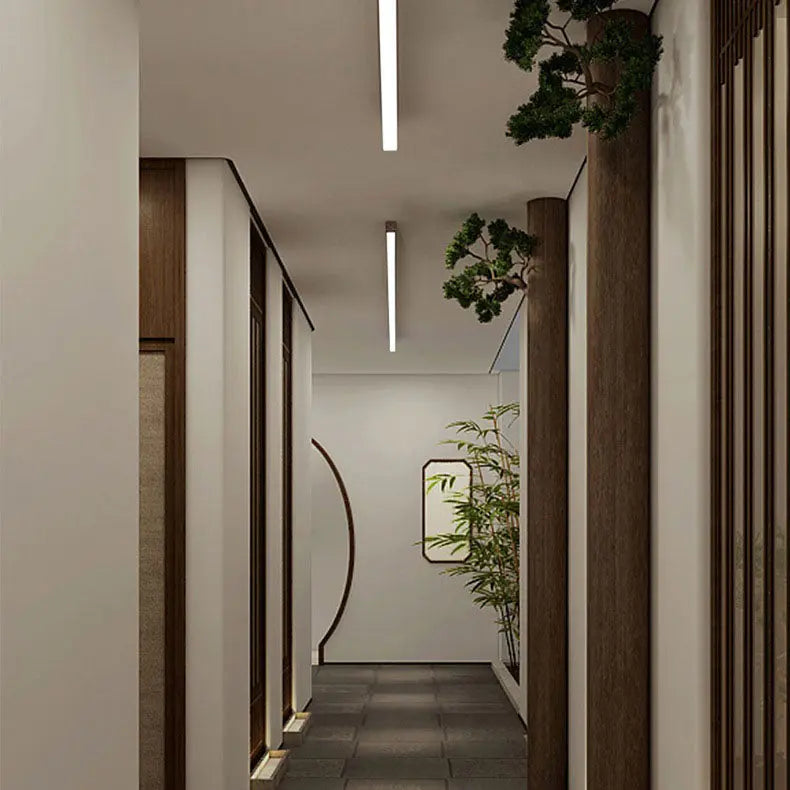 Modern Minimalist Wood Grain Aluminum Strips LED Flush Mount Ceiling Light Cuvalon