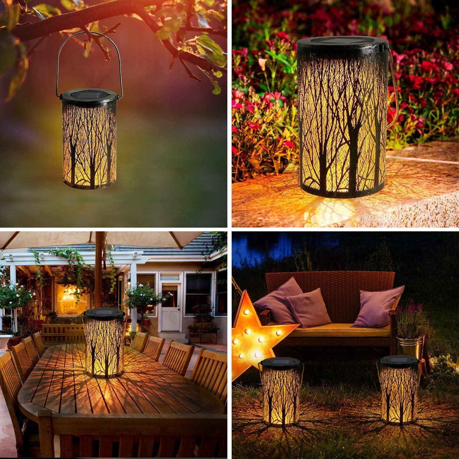 Modern Art Deco Solar Cylinder Skeleton Lantern Iron LED Outdoor Landscape Light For Garden Cuvalon