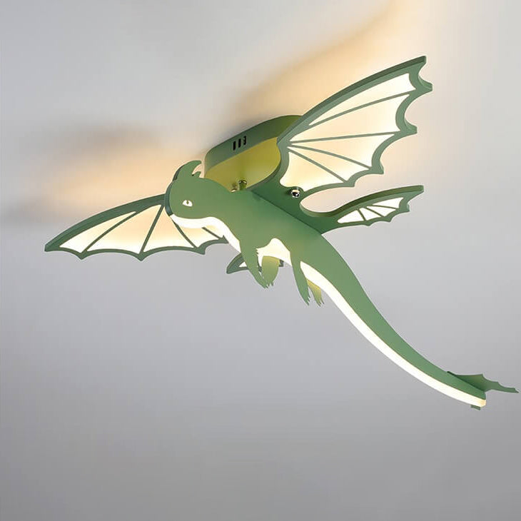 Contemporary Creative Acrylic Cartoon Dinosaur LED Semi-Flush Mount Ceiling Light For Bedroom Cuvalon