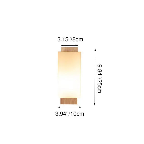 Modern Minimalist Solid Wood Square Glass Column 1-Light Wall Sconce Lamp Cuvalon
