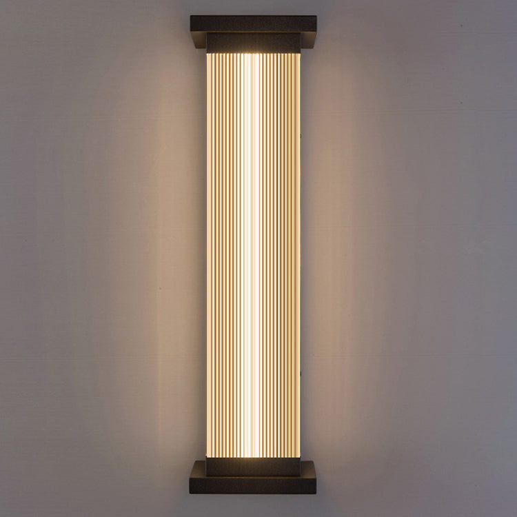 Modern Minimalist Waterproof Striped Rectangle Stainless Steel Acrylic Wall Sconce Lamp For Outdoor Patio Cuvalon