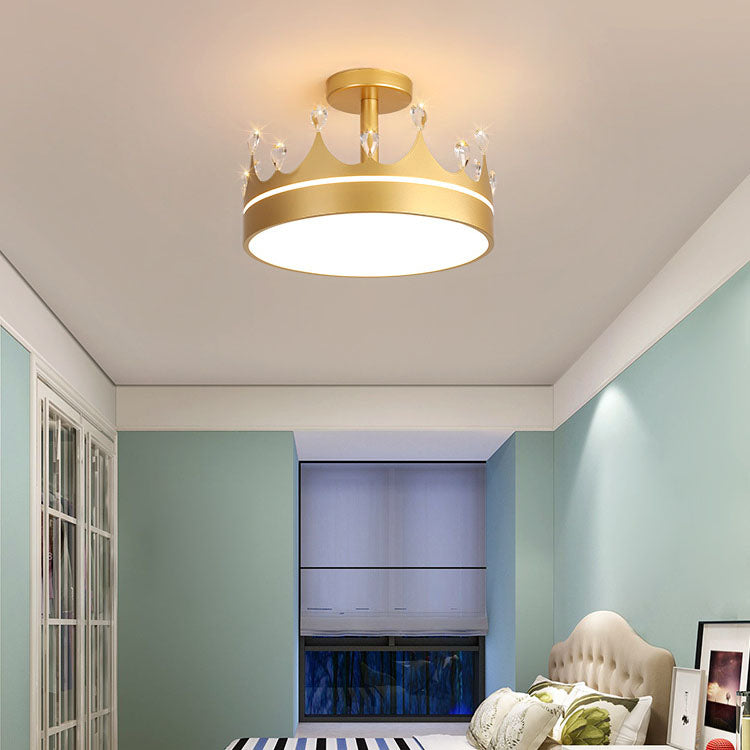 Cartoon Creative Crown LED Kids Semi-Flush Mount Ceiling Light Cuvalon