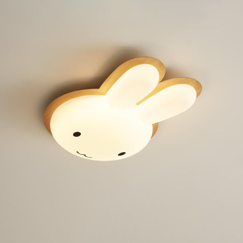 Modern Funny Bunny Kids Iron Acrylic LED Flush Mount Light Cuvalon
