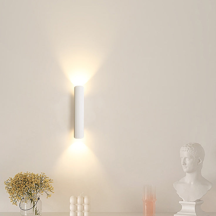 Modern Minimalist Cylinder Stripe Iron Aluminum LED Wall Sconce Lamp For Bedroom Cuvalon