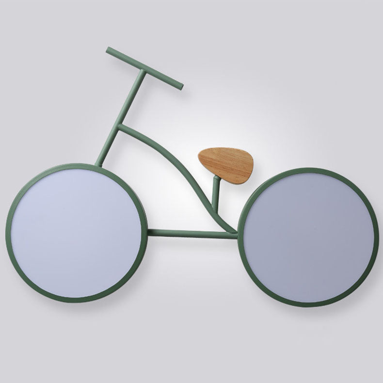 Contemporary Creative Bicycle Acrylic Wood LED Kids Flush Mount Ceiling Light For Living Room Cuvalon