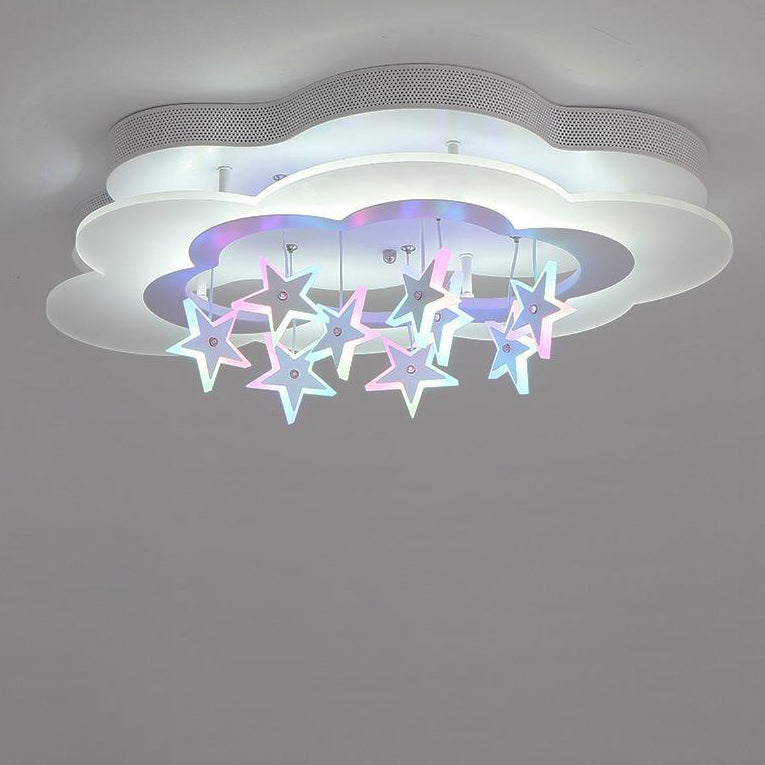 Contemporary Nordic Star Decor Cloud Acrylic Shade LED Kids Flush Mount Ceiling Light For Bedroom Cuvalon