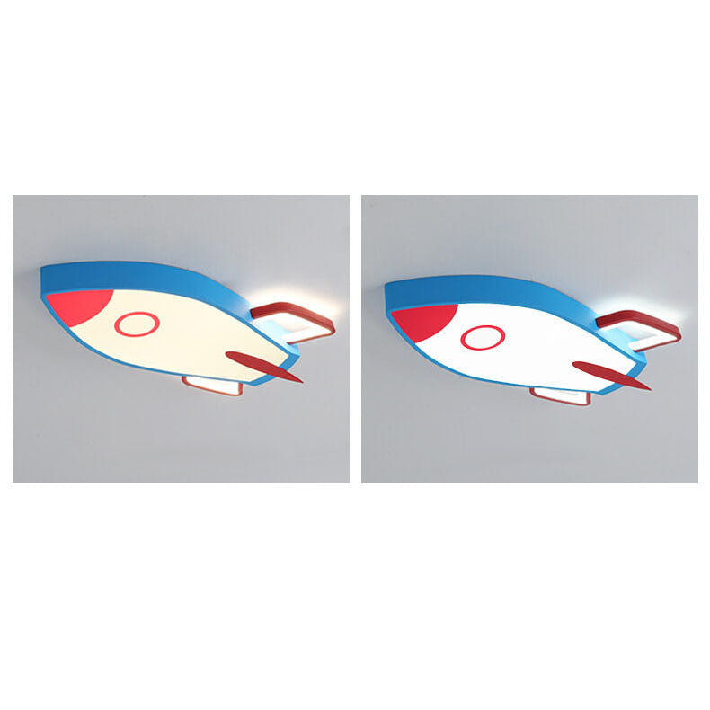 Cartoon Rocket-shaped Aluminum LED Flush Mount Ceiling Light Cuvalon